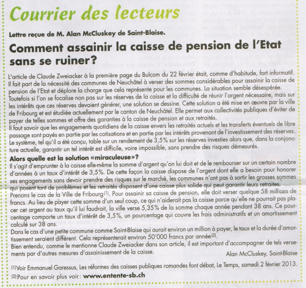 Un courrier des lecteurs du Bulcom