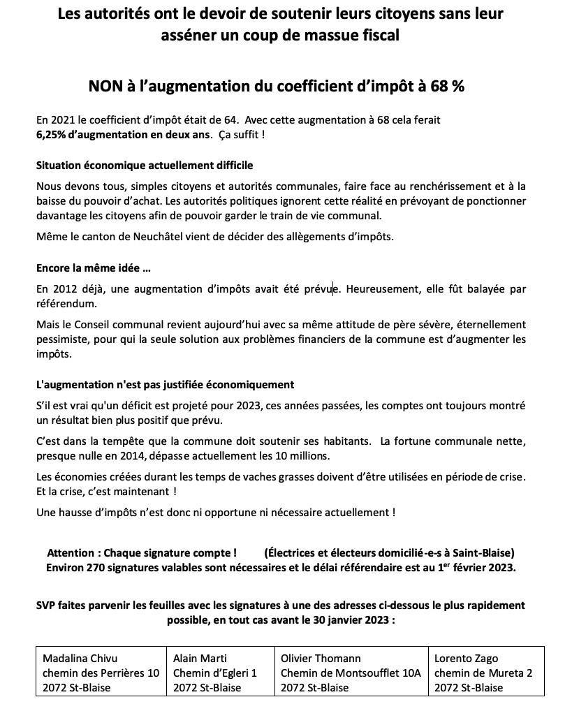 Le référendum fiscal 2023 est lancé