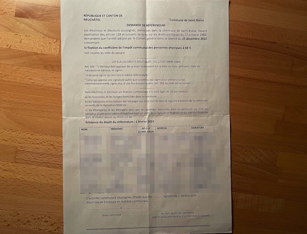 Le référendum saint-blaisois contre l’augmentation d’impôt a abouti